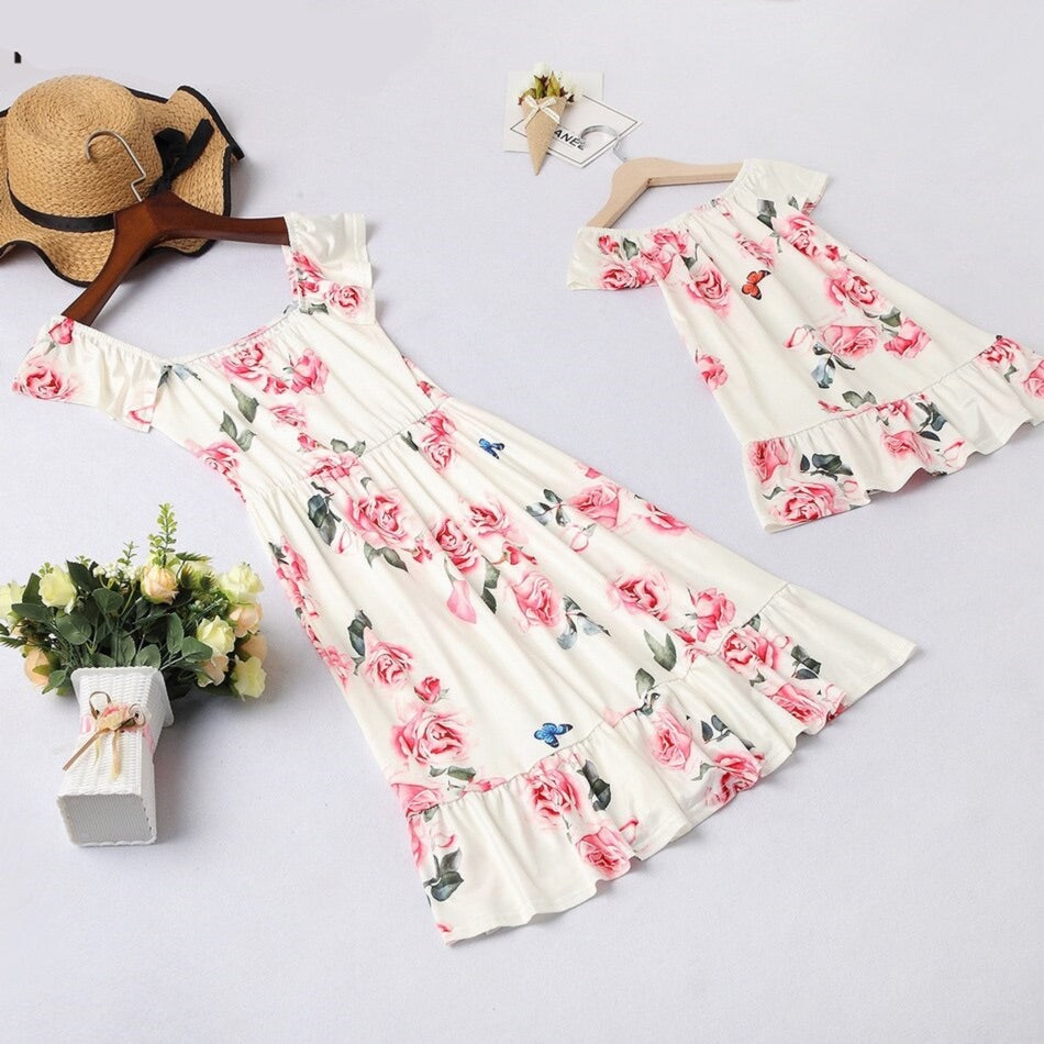 Matching Family Outfit - Mummy and Daughter Floral Dress