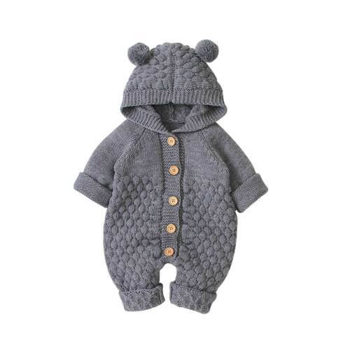 Knitted Winter Jumpsuit with Hood