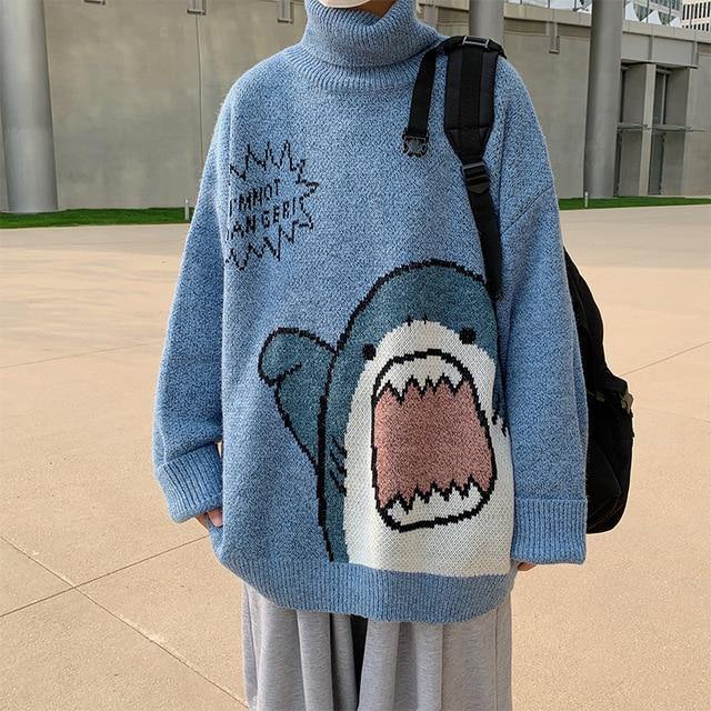 Oversize Turtleneck Shark Sweater - Australia Gifts