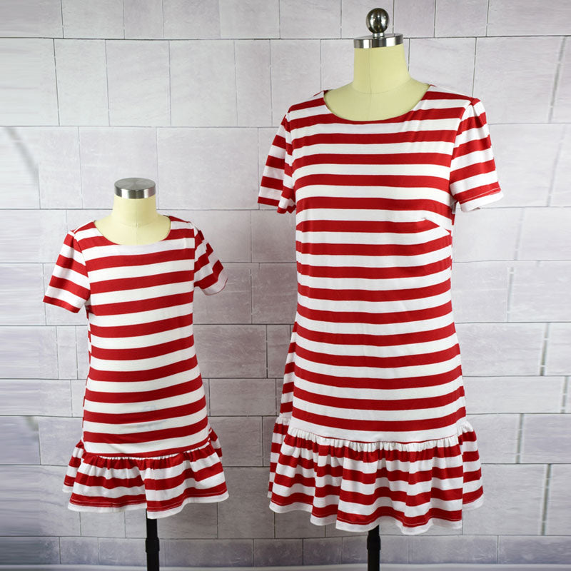 Matching Family Outfit - Mummy and Daughter Striped Dress