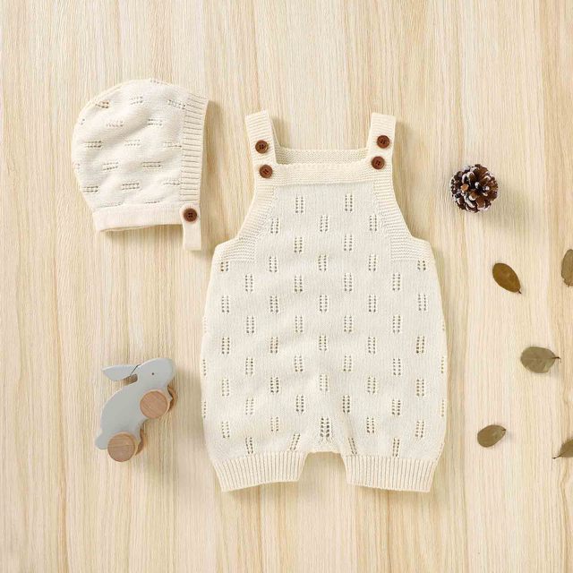 Newborn Knitting Jumpsuit with Hat - 2 Pieces Knitwear