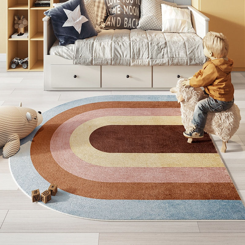 Mat for Children's Bedroom - Non-Slip Rainbow Rug