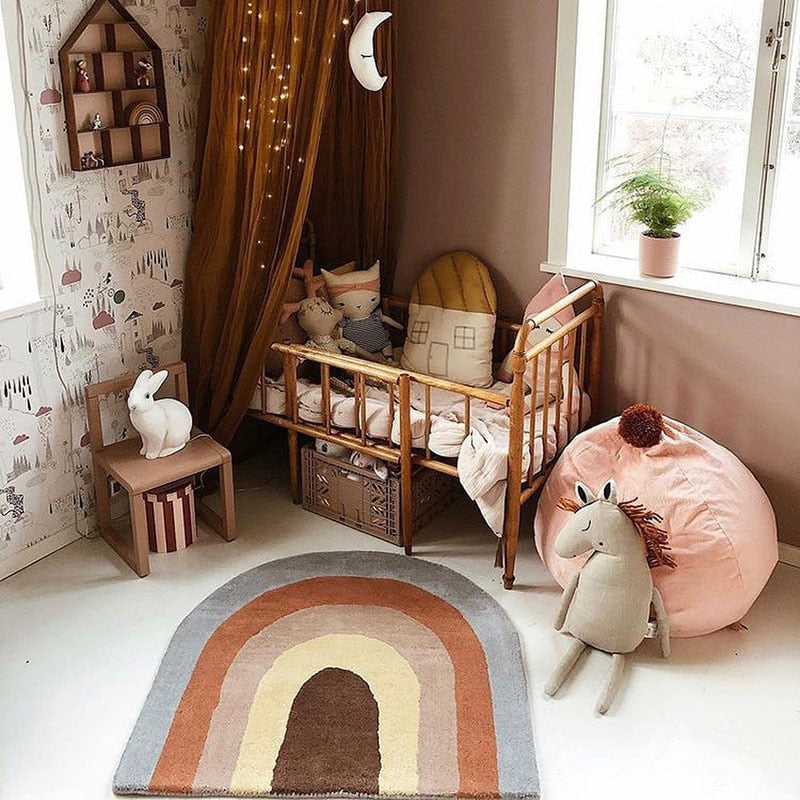 Mat for Children's Bedroom - Non-Slip Rainbow Rug