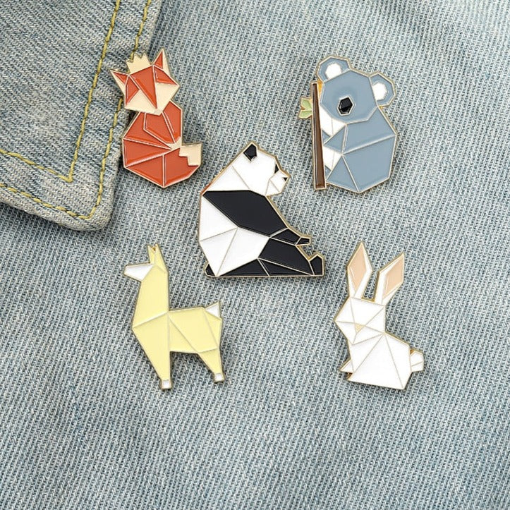 Origami Enamel Pin Brooches