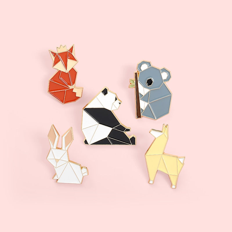 Origami Enamel Pin Brooches