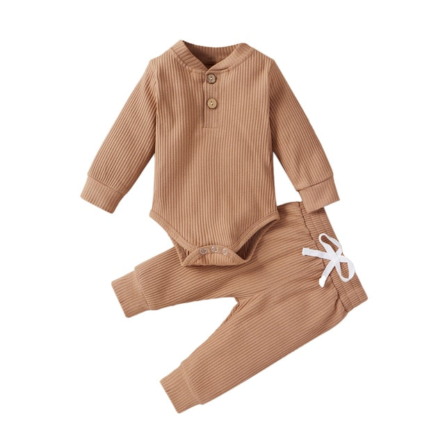 Baby Cotton Set Outfit - Pants and Long Sleeve Romper