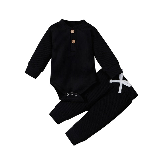 Baby Cotton Set Outfit - Pants and Long Sleeve Romper