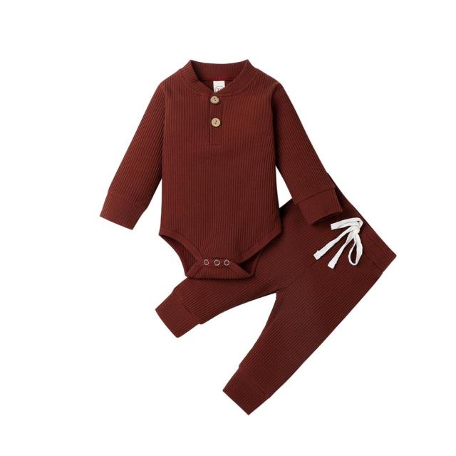 Baby Cotton Set Outfit - Pants and Long Sleeve Romper