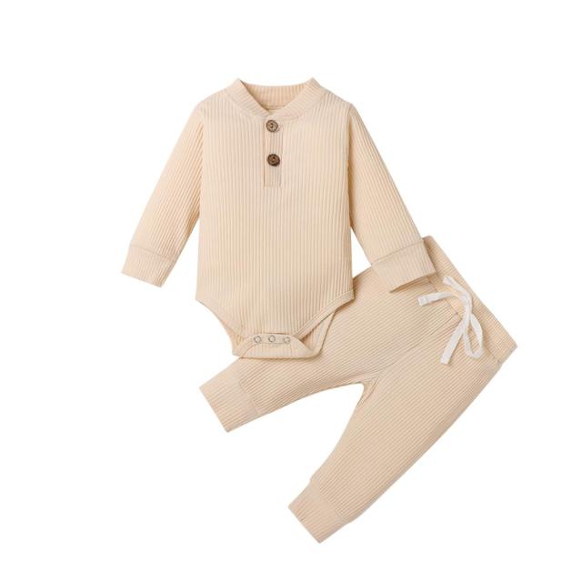 Baby Cotton Set Outfit - Pants and Long Sleeve Romper