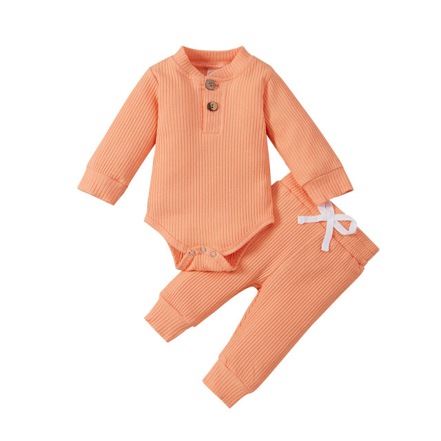 Baby Cotton Set Outfit - Pants and Long Sleeve Romper