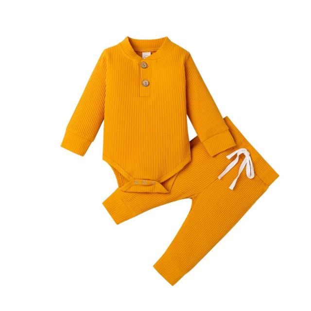 Baby Cotton Set Outfit - Pants and Long Sleeve Romper