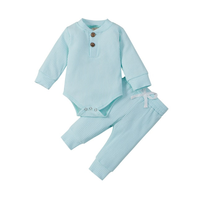 Baby Cotton Set Outfit - Pants and Long Sleeve Romper