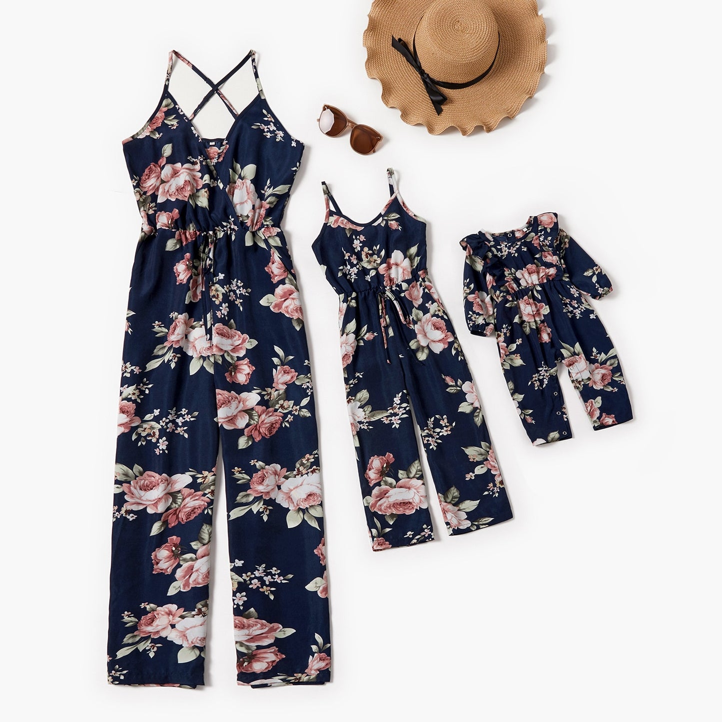 Matching Family Outfit -  Navy Blue Floral Jumpsuit