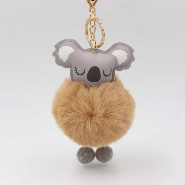 Cute Keychain with Pompom - Koala shape