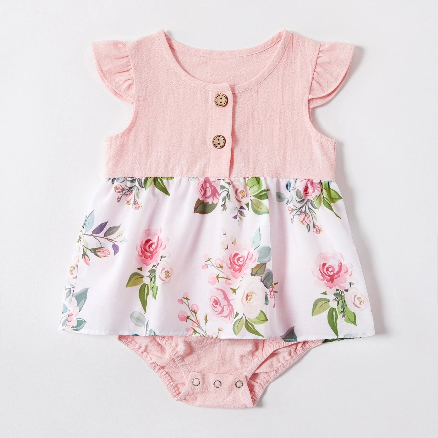 Matching Family Outfit - Mummy and Daughter Pink Floral Dress with Ruffles