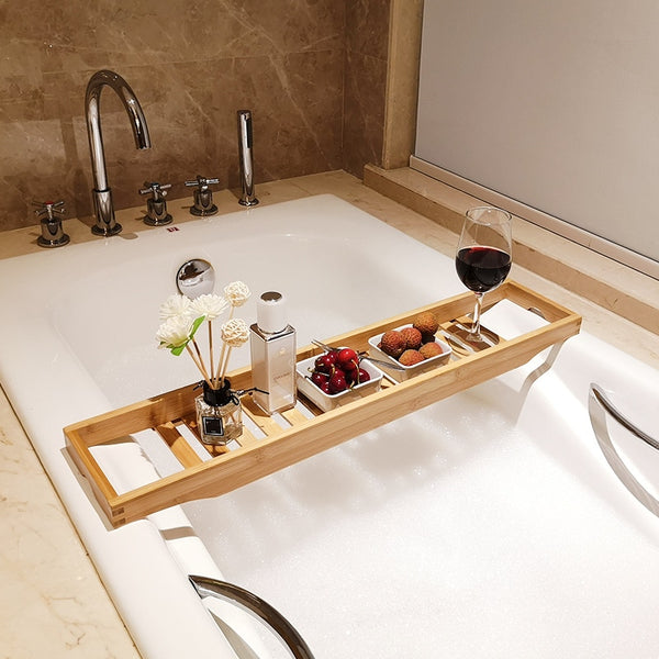 Bandeja de spa de bañera de bambú