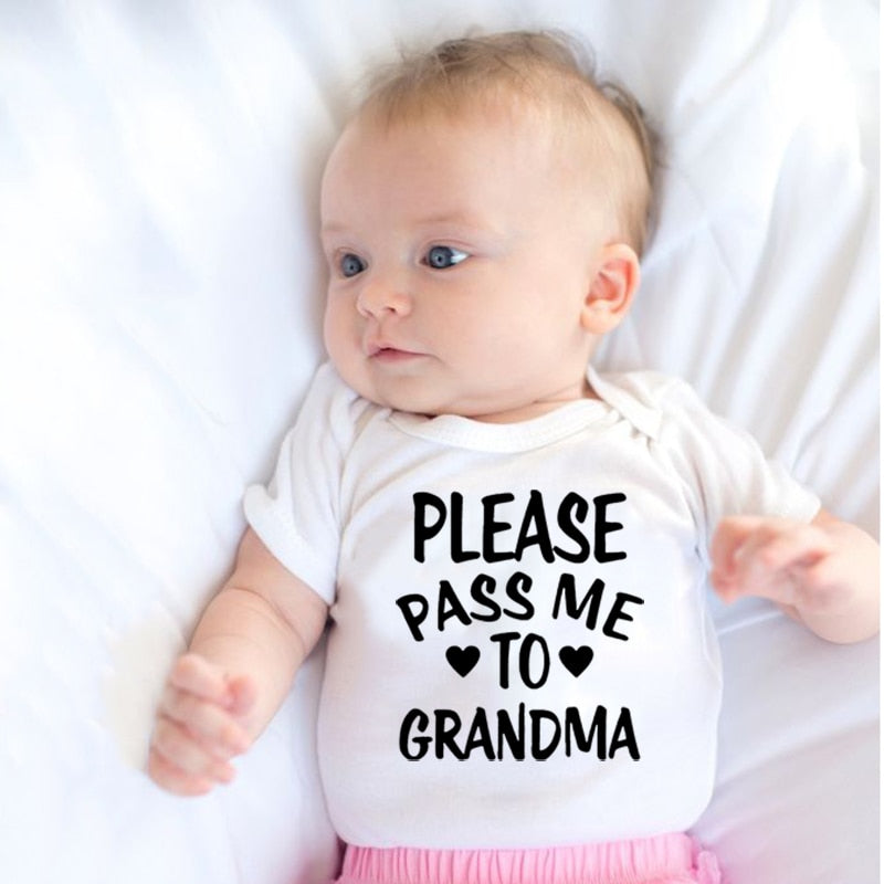 Creative Baby Outfit - Please Pass me to Grandma - Newborn Cotton Romper