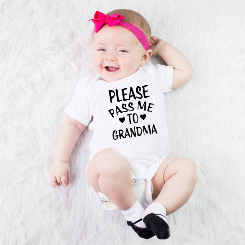 Creative Baby Outfit - Please Pass me to Grandma - Newborn Cotton Romper