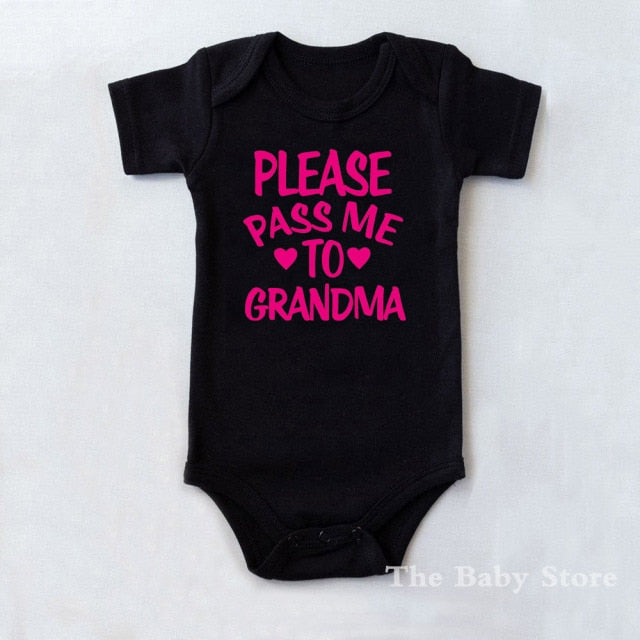 Creative Baby Outfit - Please Pass me to Grandma - Newborn Cotton Romper