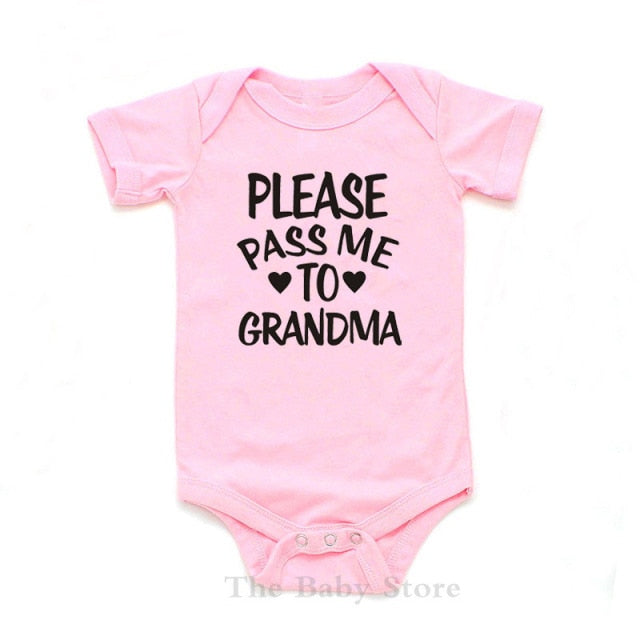 Creative Baby Outfit - Please Pass me to Grandma - Newborn Cotton Romper