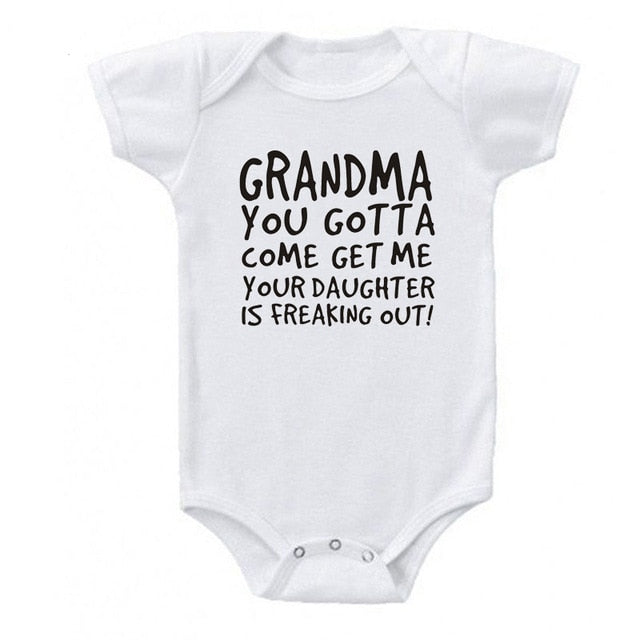 Creative Baby Outfit - Please Pass me to Grandma - Newborn Cotton Romper