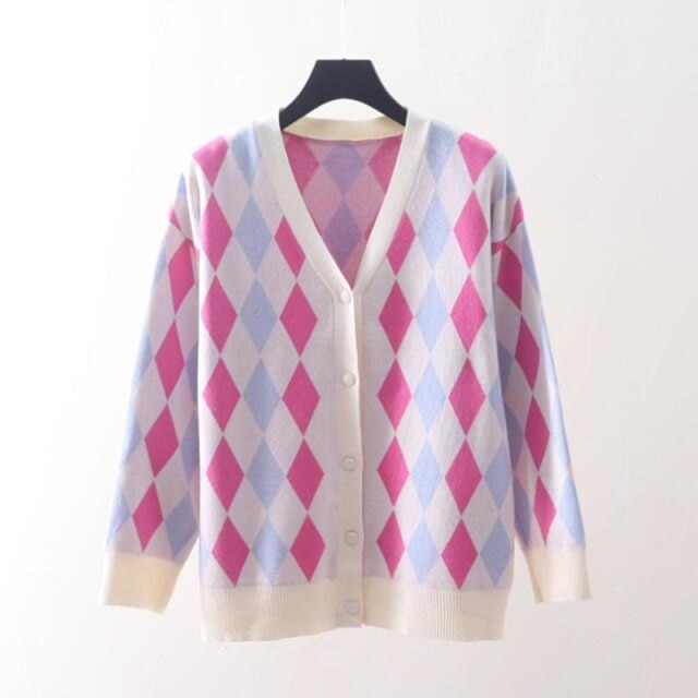 Diamond Plaid Cardigan