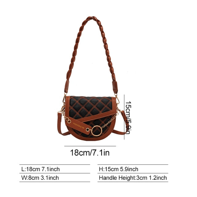 PU Leather Braid & Chain Shoulder Bag