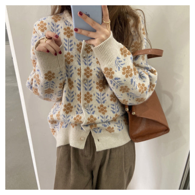 Long Sleeve Women's Floral Cardigan