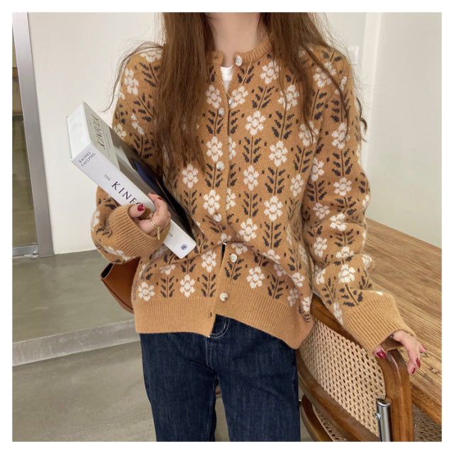 Long Sleeve Women's Floral Cardigan