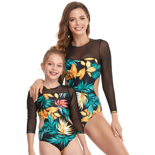 Matching Family Outfit - Mummy and Daughter Floral Swimwear