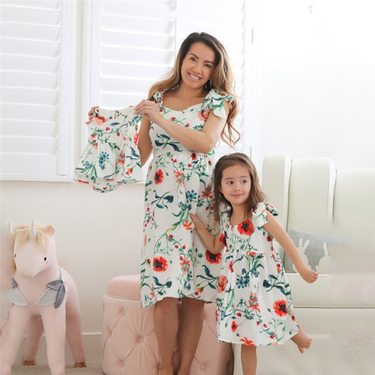 Matching Family Outfit - Mummy and Daughter Floral Dress