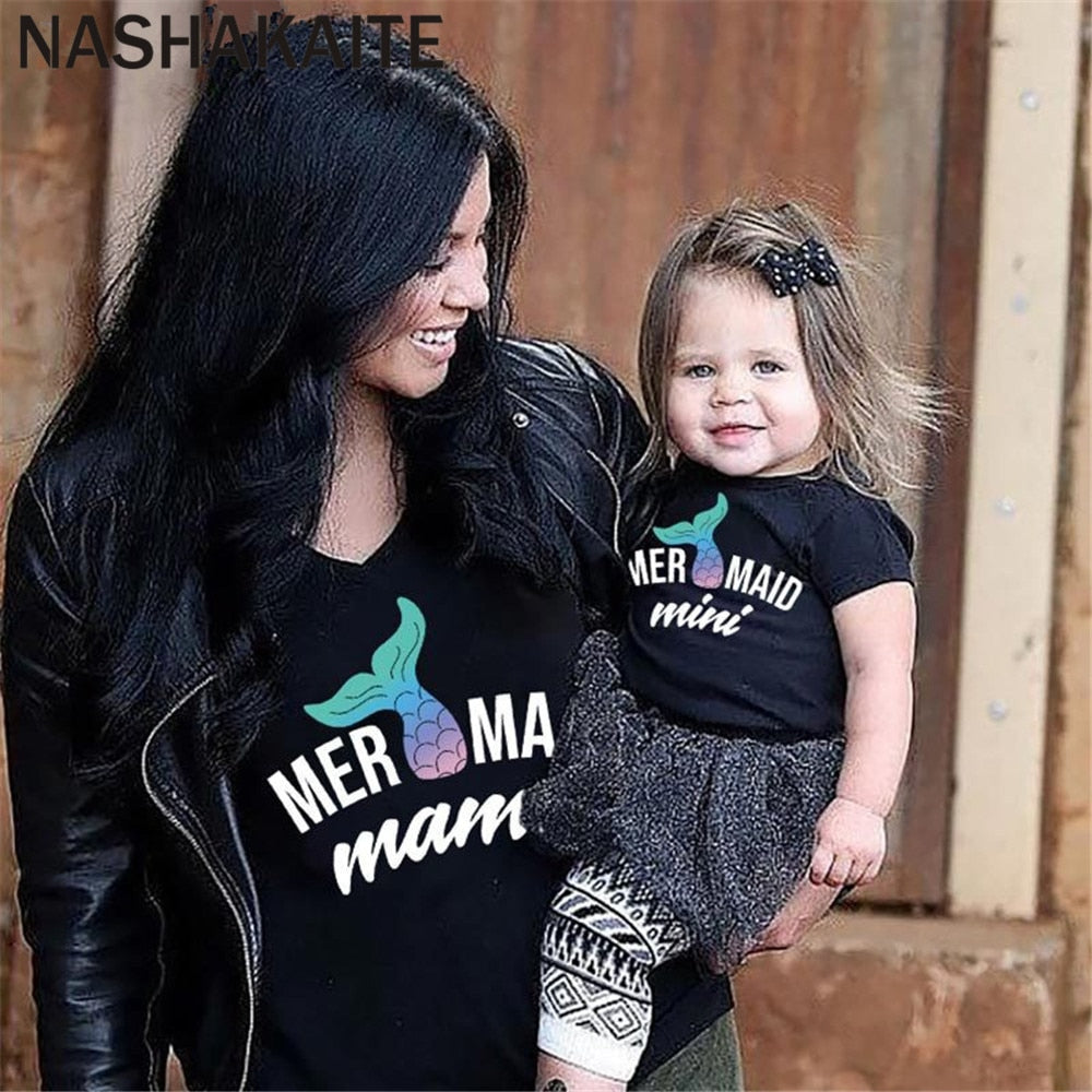 Mom and Daughter Matching Mermaid T-Shirts