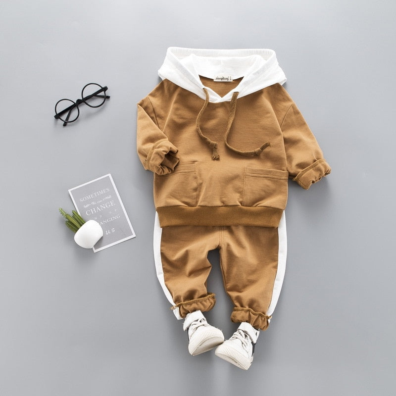 Cartoon Plush Long-Sleeved Sweatshirt with Hoodie and Pants - Set for Baby and Kids