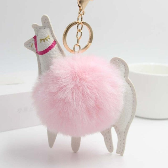 Cute Keychain with Pompom - Llama shape