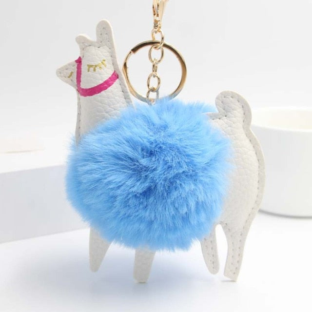 Cute Keychain with Pompom - Llama shape