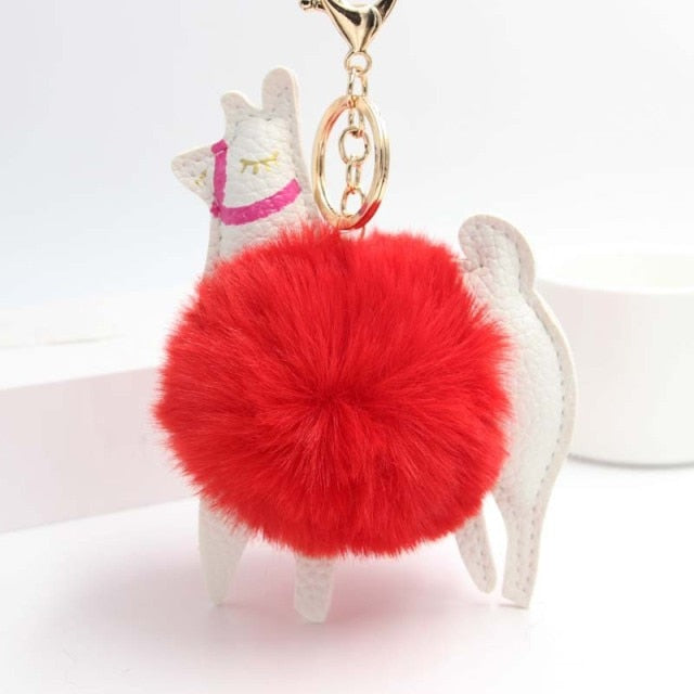 Cute Keychain with Pompom - Llama shape