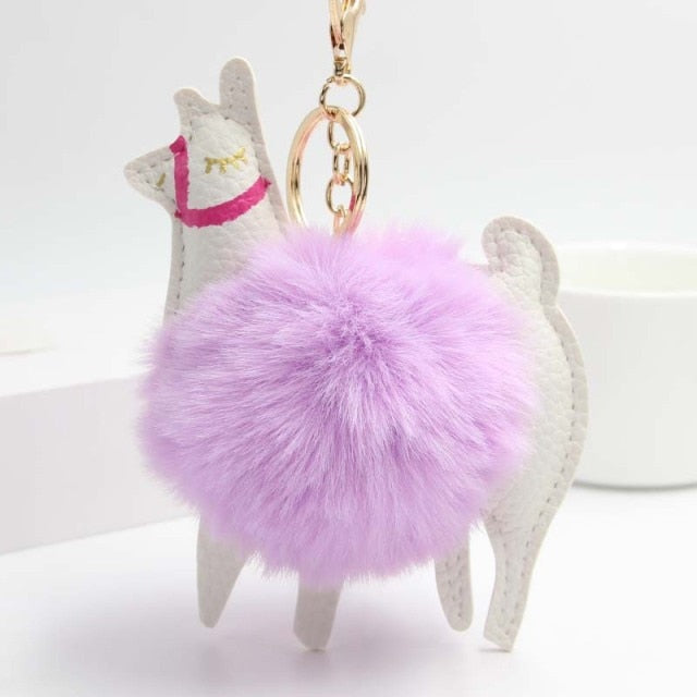 Cute Keychain with Pompom - Llama shape