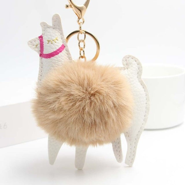 Cute Keychain with Pompom - Llama shape