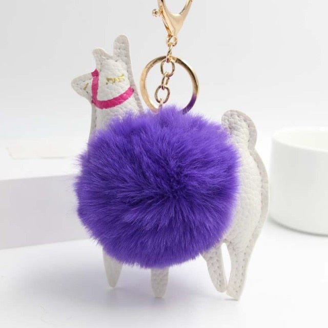 Cute Keychain with Pompom - Llama shape