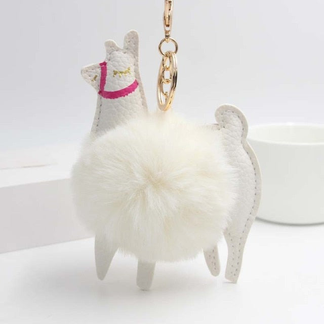 Cute Keychain with Pompom - Llama shape