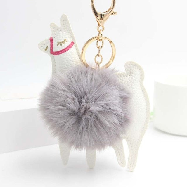 Cute Keychain with Pompom - Llama shape