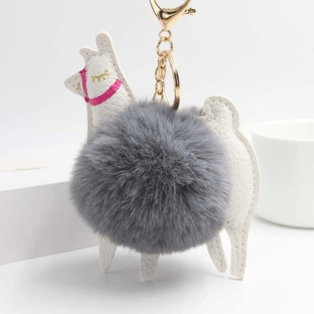 Cute Keychain with Pompom - Llama shape