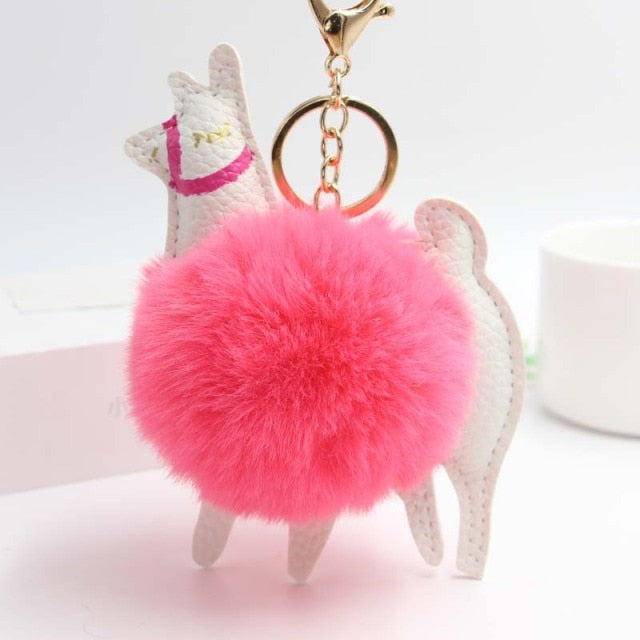 Cute Keychain with Pompom - Llama shape