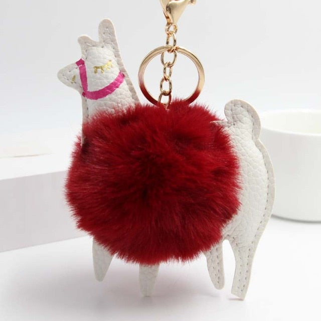 Cute Keychain with Pompom - Llama shape