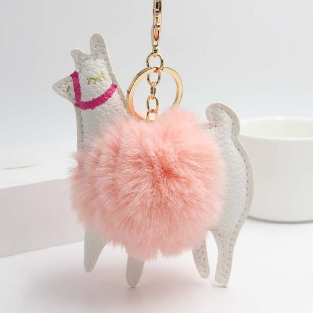 Cute Keychain with Pompom - Llama shape