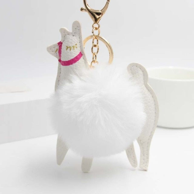 Cute Keychain with Pompom - Llama shape