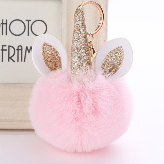 Cute Keychain with Pompom - Unicorn shape