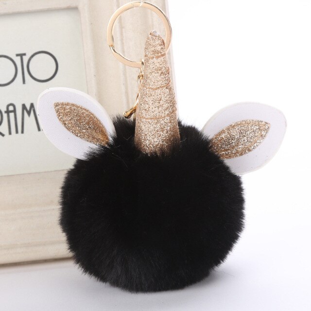 Cute Keychain with Pompom - Unicorn shape