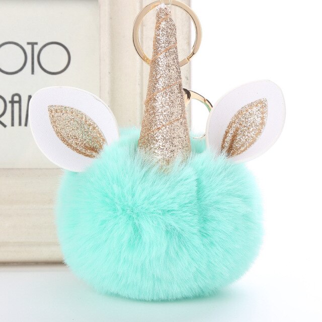 Cute Keychain with Pompom - Unicorn shape