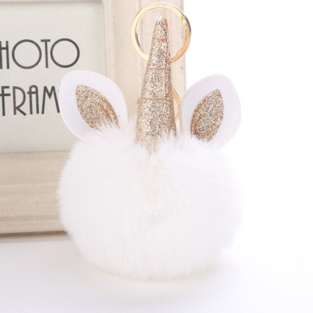 Cute Keychain with Pompom - Unicorn shape